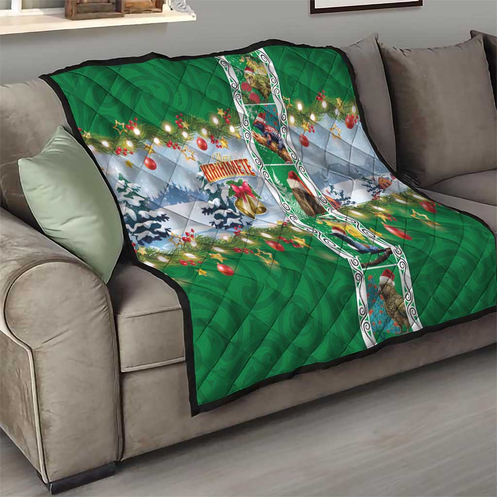 New Zealand Merry Christmas Quilt Maori Animals, Koru Tattoo - Green Xmas Style LT03 - Polynesian Pride