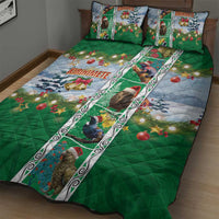 New Zealand Merry Christmas Quilt Bed Set Maori Animals, Koru Tattoo - Green Xmas Style LT03 - Polynesian Pride