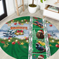 New Zealand Merry Christmas Round Carpet Maori Animals, Koru Tattoo - Green Xmas Style LT03 Green - Polynesian Pride
