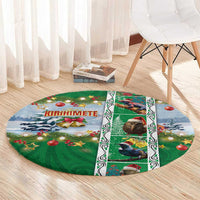 New Zealand Merry Christmas Round Carpet Maori Animals, Koru Tattoo - Green Xmas Style LT03 - Polynesian Pride