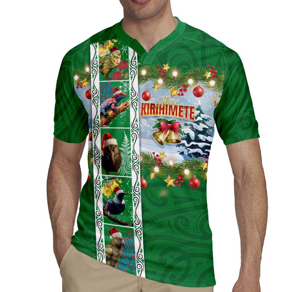 New Zealand Merry Christmas Rugby Jersey Maori Animals, Koru Tattoo - Green Xmas Style LT03 - Polynesian Pride
