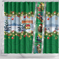 New Zealand Merry Christmas Shower Curtain Maori Animals, Koru Tattoo - Green Xmas Style LT03 - Polynesian Pride