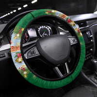 New Zealand Merry Christmas Steering Wheel Cover Maori Animals, Koru Tattoo - Green Xmas Style LT03 Universal Fit Green - Polynesian Pride