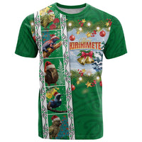New Zealand Merry Christmas T Shirt Maori Animals, Koru Tattoo - Green Xmas Style LT03 Green - Polynesian Pride
