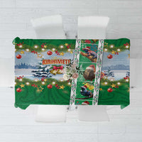 New Zealand Merry Christmas Tablecloth Maori Animals, Koru Tattoo - Green Xmas Style LT03 Green - Polynesian Pride