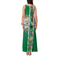 New Zealand Merry Christmas Tank Maxi Dress Maori Animals, Koru Tattoo - Green Xmas Style LT03 - Polynesian Pride