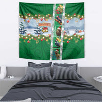 New Zealand Merry Christmas Tapestry Maori Animals, Koru Tattoo - Green Xmas Style LT03 - Polynesian Pride