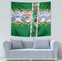 New Zealand Merry Christmas Tapestry Maori Animals, Koru Tattoo - Green Xmas Style LT03 - Polynesian Pride