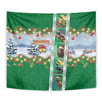 New Zealand Merry Christmas Tapestry Maori Animals, Koru Tattoo - Green Xmas Style LT03 - Polynesian Pride
