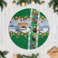 New Zealand Merry Christmas Tree Skirt Maori Animals, Koru Tattoo - Green Xmas Style LT03 Casual Green - Polynesian Pride