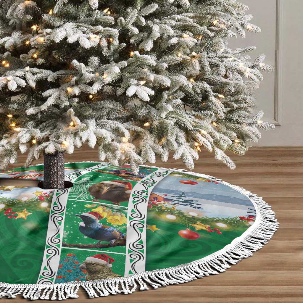 New Zealand Merry Christmas Tree Skirt Maori Animals, Koru Tattoo - Green Xmas Style LT03 - Polynesian Pride