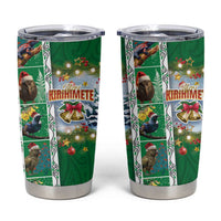 New Zealand Merry Christmas Tumbler Cup Maori Animals Xmas Style and Koru Tattoo Green Color LT03 Green - Polynesian Pride