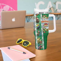 New Zealand Merry Christmas Tumbler With Handle Maori Animals Xmas Style and Koru Tattoo Green Color LT03 - Polynesian Pride