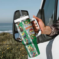 New Zealand Merry Christmas Tumbler With Handle Maori Animals Xmas Style and Koru Tattoo Green Color LT03 - Polynesian Pride