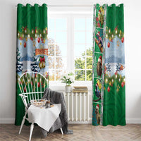 New Zealand Merry Christmas Window Curtain Maori Animals, Koru Tattoo - Green Xmas Style LT03 - Polynesian Pride