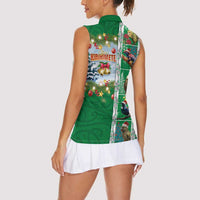 New Zealand Merry Christmas Women Sleeveless Polo Shirt Maori Animals, Koru Tattoo - Green Xmas Style LT03 - Polynesian Pride