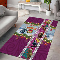 New Zealand Merry Christmas Area Rug Maori Animals, Koru Tattoo - Pink Xmas Style LT03 - Polynesian Pride