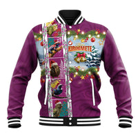 New Zealand Merry Christmas Baseball Jacket Maori Animals, Koru Tattoo - Pink Xmas Style LT03 Unisex Pink - Polynesian Pride