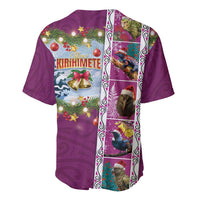 New Zealand Merry Christmas Baseball Jersey Maori Animals, Koru Tattoo - Pink Xmas Style LT03 - Polynesian Pride