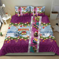 New Zealand Merry Christmas Bedding Set Maori Animals, Koru Tattoo - Pink Xmas Style LT03 - Polynesian Pride