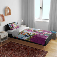 New Zealand Merry Christmas Bedding Set Maori Animals, Koru Tattoo - Pink Xmas Style LT03 - Polynesian Pride