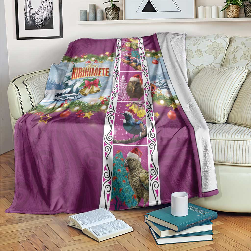 New Zealand Merry Christmas Blanket Maori Animals, Koru Tattoo - Pink Xmas Style LT03 Pink - Polynesian Pride