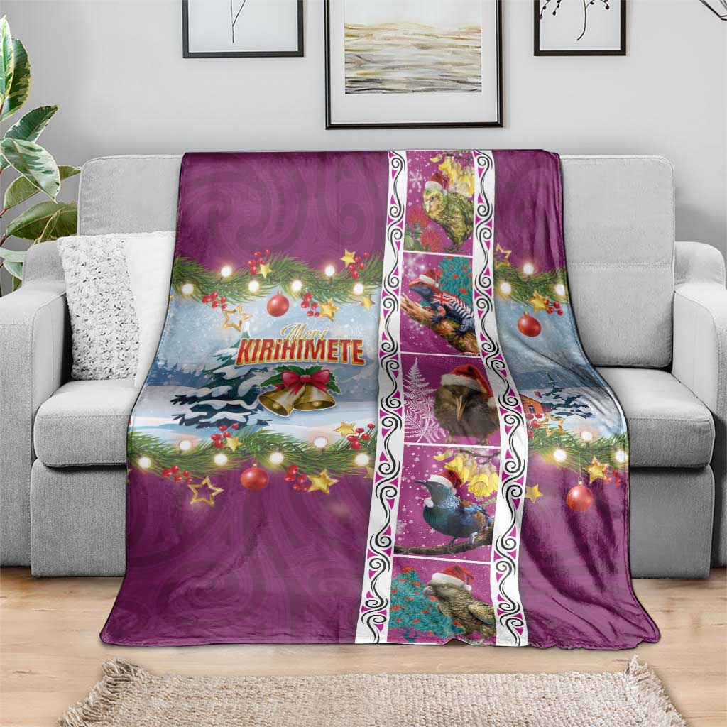 New Zealand Merry Christmas Blanket Maori Animals, Koru Tattoo - Pink Xmas Style LT03 - Polynesian Pride