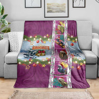 New Zealand Merry Christmas Blanket Maori Animals, Koru Tattoo - Pink Xmas Style LT03 - Polynesian Pride