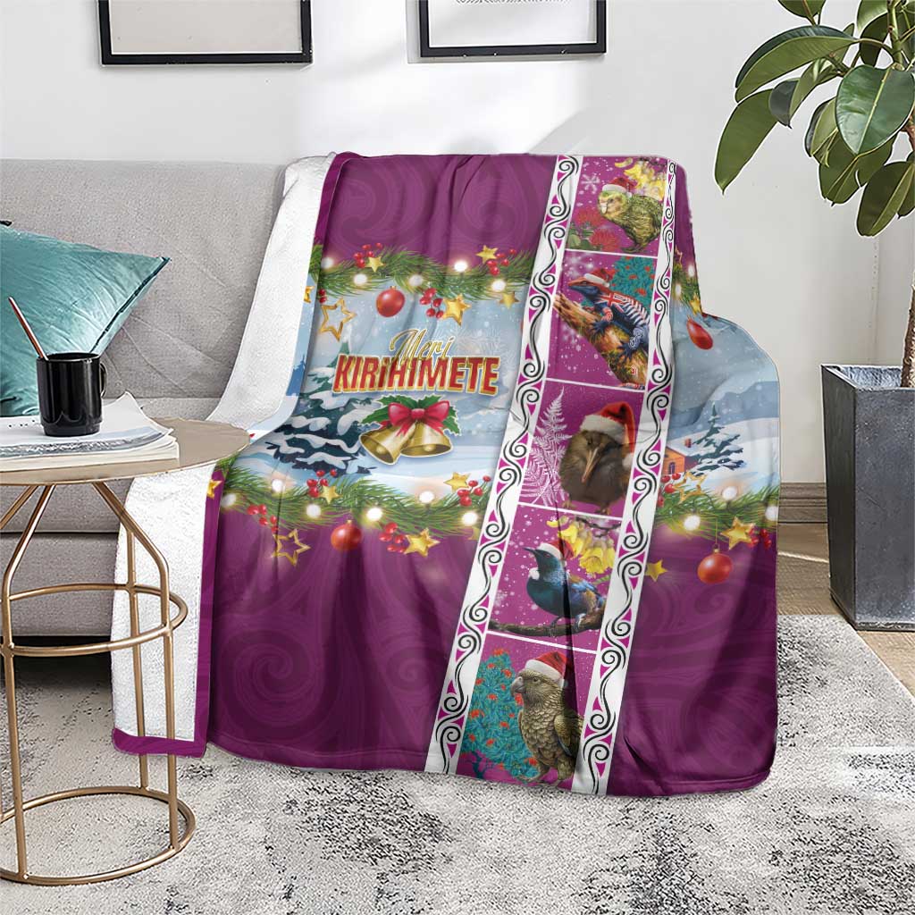 New Zealand Merry Christmas Blanket Maori Animals, Koru Tattoo - Pink Xmas Style LT03 - Polynesian Pride