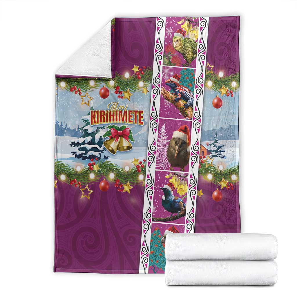 New Zealand Merry Christmas Blanket Maori Animals, Koru Tattoo - Pink Xmas Style LT03 - Polynesian Pride