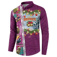 New Zealand Merry Christmas Button Sweatshirt Maori Animals, Koru Tattoo - Pink Xmas Style