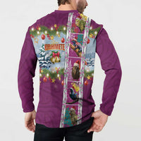 New Zealand Merry Christmas Button Sweatshirt Maori Animals, Koru Tattoo - Pink Xmas Style