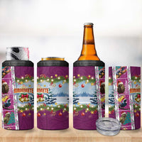 New Zealand Merry Christmas 4 in 1 Can Cooler Tumbler Maori Animals Xmas Style and Koru Tattoo Pink Color LT03 - Polynesian Pride