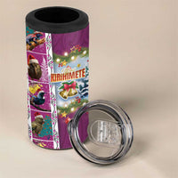 New Zealand Merry Christmas 4 in 1 Can Cooler Tumbler Maori Animals Xmas Style and Koru Tattoo Pink Color LT03 - Polynesian Pride