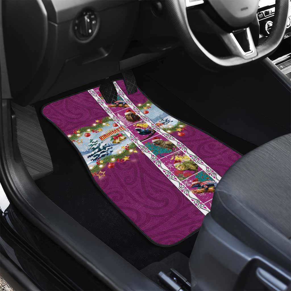 New Zealand Merry Christmas Car Mats Maori Animals, Koru Tattoo - Pink Xmas Style LT03 - Polynesian Pride