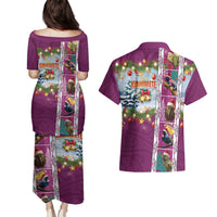 New Zealand Merry Christmas Couples Matching Puletasi and Hawaiian Shirt Maori Animals, Koru Tattoo - Pink Xmas Style LT03 - Polynesian Pride