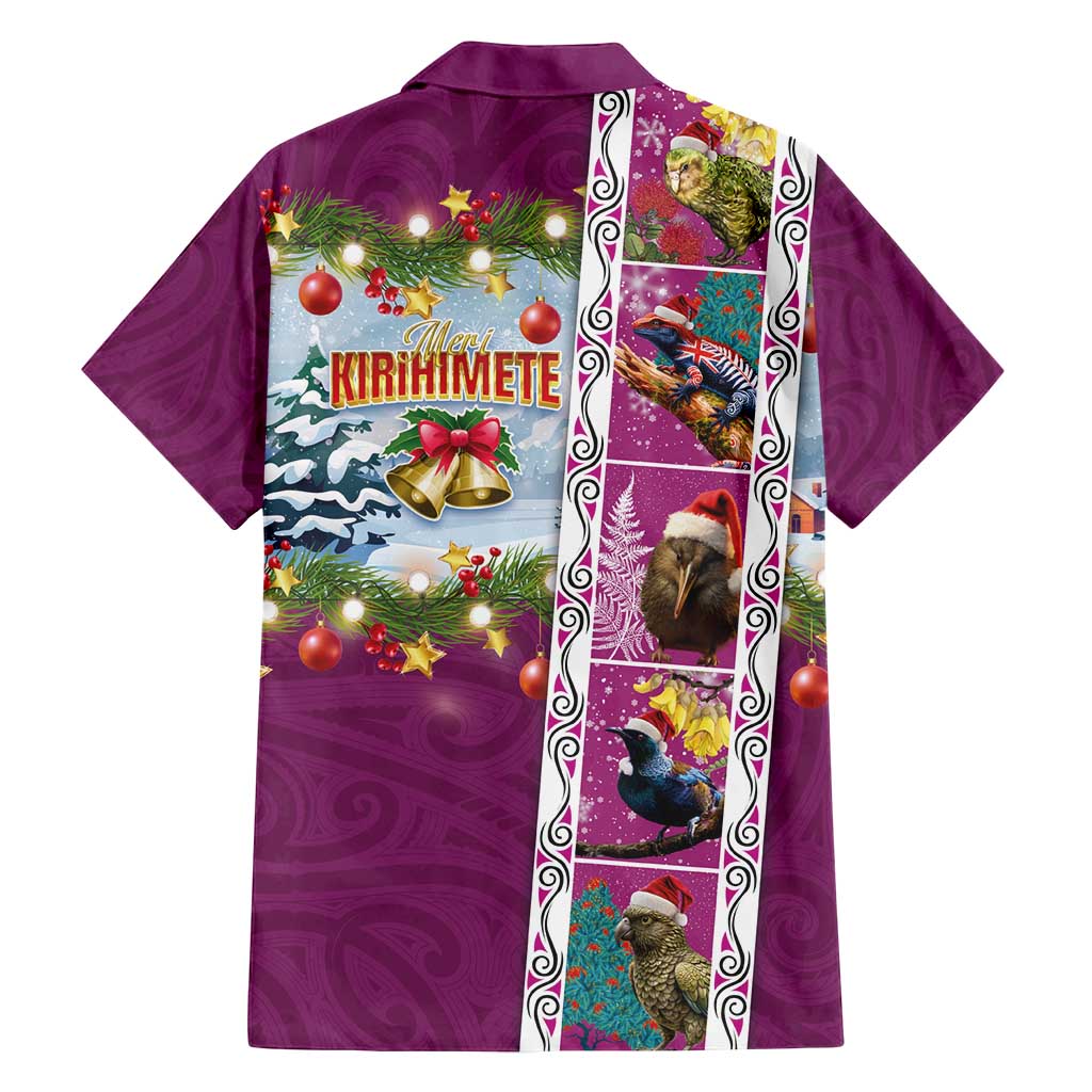 New Zealand Merry Christmas Family Matching Long Sleeve Bodycon Dress and Hawaiian Shirt Maori Animals, Koru Tattoo - Pink Xmas Style LT03 - Polynesian Pride