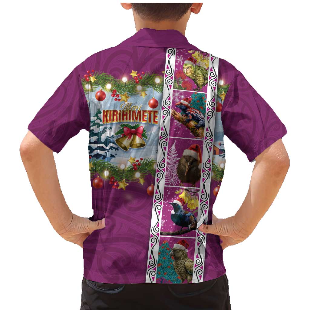 New Zealand Merry Christmas Family Matching Mermaid Dress and Hawaiian Shirt Maori Animals, Koru Tattoo - Pink Xmas Style LT03 - Polynesian Pride