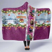 New Zealand Merry Christmas Hooded Blanket Maori Animals, Koru Tattoo - Pink Xmas Style LT03 One Size Pink - Polynesian Pride