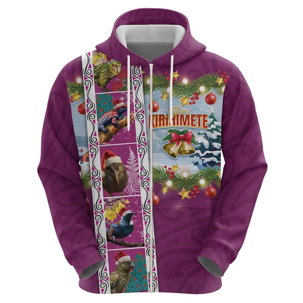 New Zealand Merry Christmas Hoodie Maori Animals, Koru Tattoo - Pink Xmas Style LT03 - Polynesian Pride