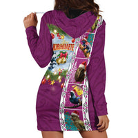 New Zealand Merry Christmas Hoodie Dress Maori Animals, Koru Tattoo - Pink Xmas Style LT03 - Polynesian Pride