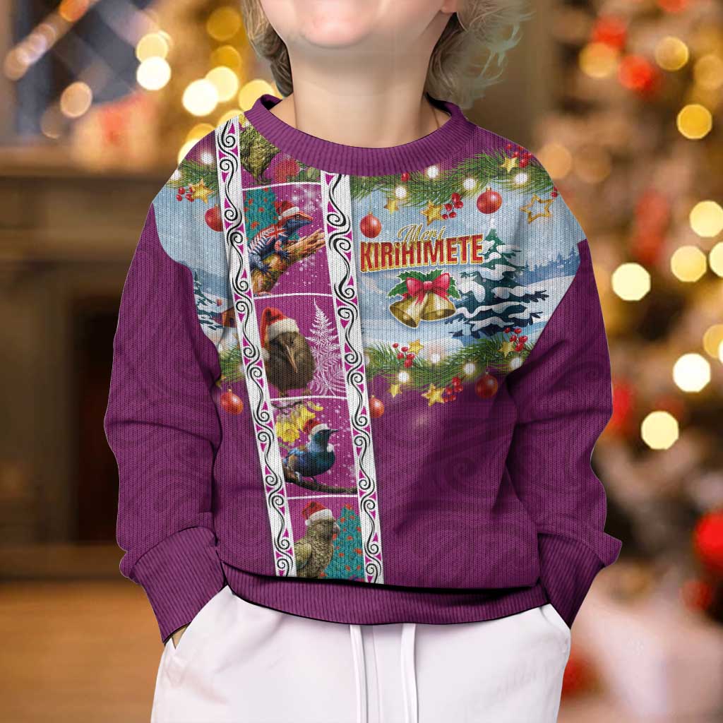 New Zealand Merry Christmas Kid Ugly Christmas Sweater Maori Animals, Koru Tattoo - Pink Xmas Style LT03 - Polynesian Pride