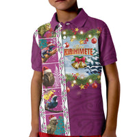 New Zealand Merry Christmas Kid Polo Shirt Maori Animals, Koru Tattoo - Pink Xmas Style LT03 Kid Pink - Polynesian Pride