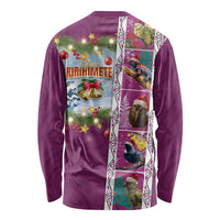 New Zealand Merry Christmas Long Sleeve Shirt Maori Animals, Koru Tattoo - Pink Xmas Style LT03 - Polynesian Pride