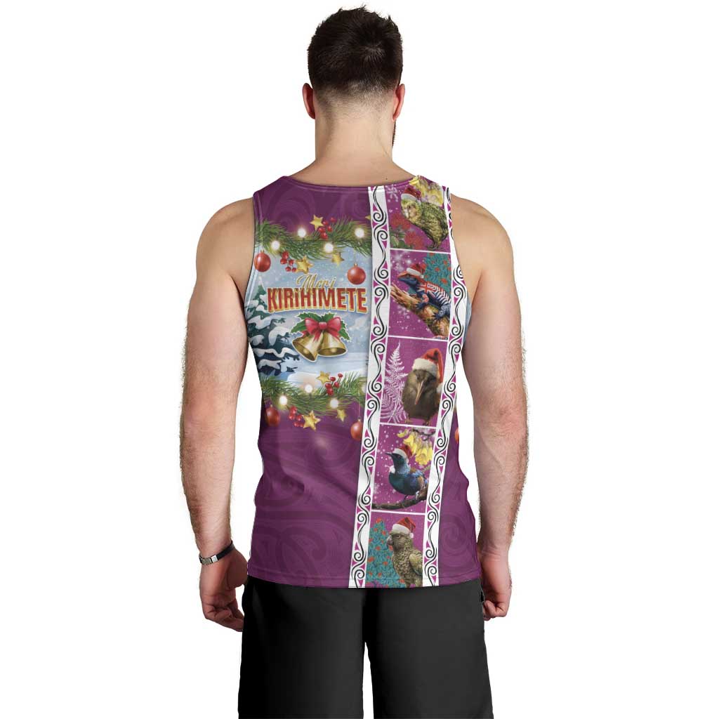 New Zealand Merry Christmas Men Tank Top Maori Animals, Koru Tattoo - Pink Xmas Style LT03 - Polynesian Pride