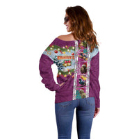 New Zealand Merry Christmas Off Shoulder Sweater Maori Animals, Koru Tattoo - Pink Xmas Style LT03 - Polynesian Pride
