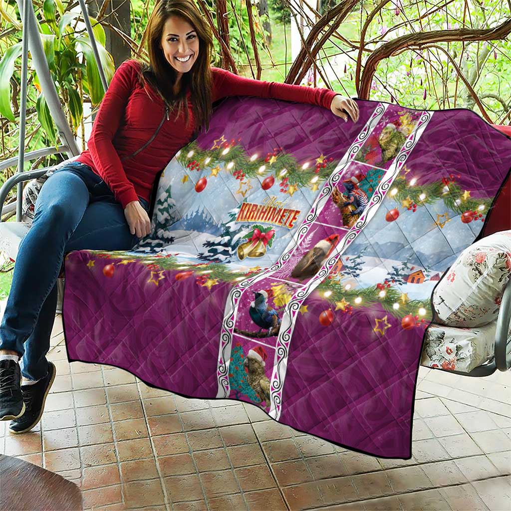 New Zealand Merry Christmas Quilt Maori Animals, Koru Tattoo - Pink Xmas Style LT03 - Polynesian Pride