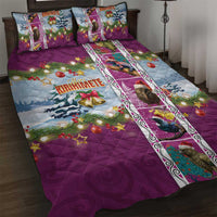 New Zealand Merry Christmas Quilt Bed Set Maori Animals, Koru Tattoo - Pink Xmas Style LT03 Pink - Polynesian Pride