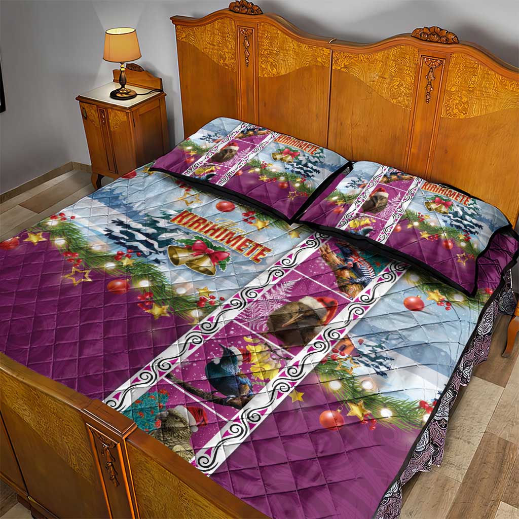 New Zealand Merry Christmas Quilt Bed Set Maori Animals, Koru Tattoo - Pink Xmas Style LT03 - Polynesian Pride