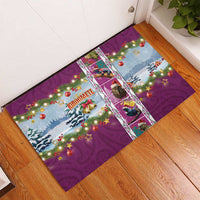 New Zealand Merry Christmas Rubber Doormat Maori Animals, Koru Tattoo - Pink Xmas Style LT03 - Polynesian Pride